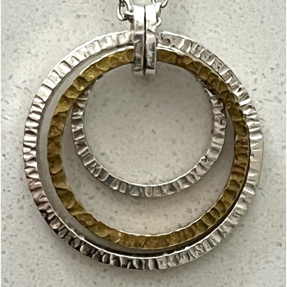 Silpada “Inner Circles”Necklace N2296 925 Sterling Silver & Brass 16 inches long